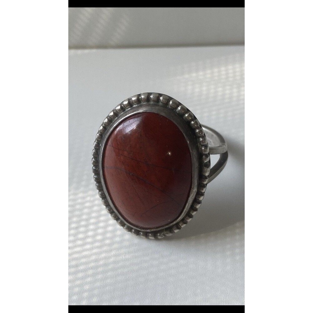 Vintage Sterling Silver Jasper Native American Southwestern Mens Ring Sz 13 READ